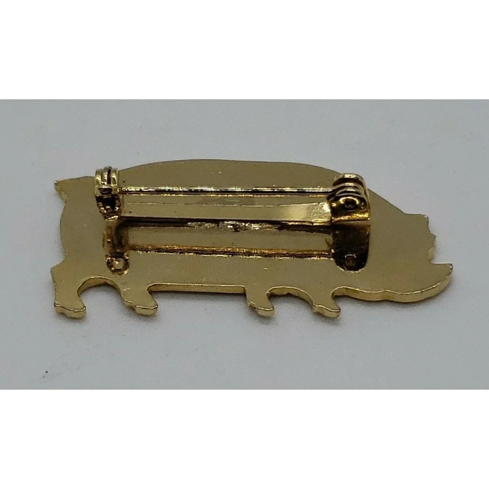 Vintage gold tone‎ PIG piggy brooch pin